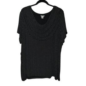 CJ Banks Navy BLUE and White Short Sleeve Blouse SIZE 3X